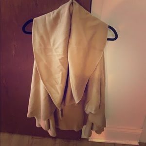 Tan Fold-over Scarf Poncho Vest